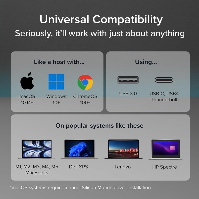 Plugable USB to DisplayPort Adapter - Connect via USB-C or USB 3.0 to Add a 2560x1440 Display – Compatible with Mac M1/M2/M3/M4, Windows, and ChromeOS - Image 4